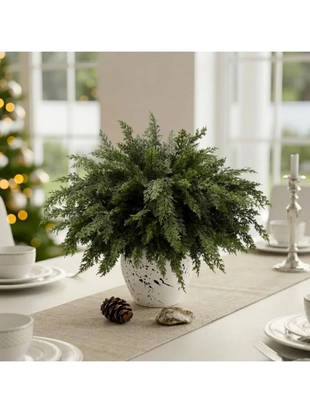 24 Pcs Lifelike Artificial Cedar Branches for Christmas Vase Decor & Holiday